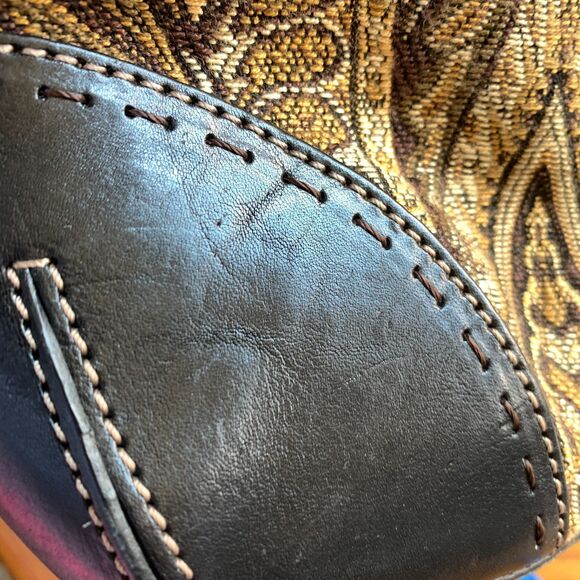 Vintage Fossil Forever Paisley Tapestry Purse Leather Accents Boho Y2K - Picture 6 of 16